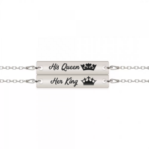 Set bratari argint cuplu tablite 30 mm (2 bucati incluse) - personalizate cu text